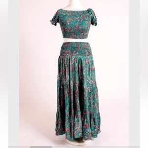 Ananda Wild Boho Off The Shoulder Top And Skirt Co Ord Set